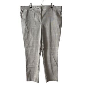 H&M Plus 18 Trousers Career Dress Pants Windowpane Plaid Gray High Rise